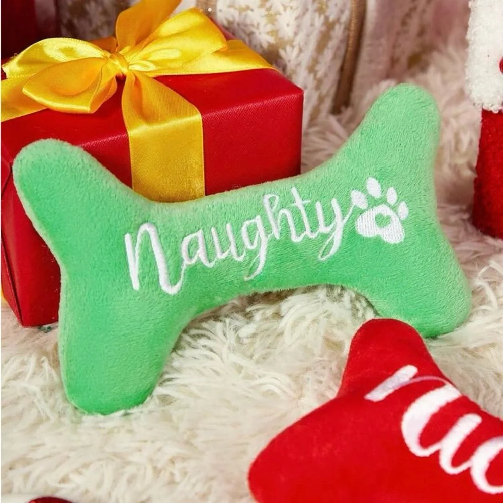Green Naughty Dog Bone Toy - Picture 2 of 3